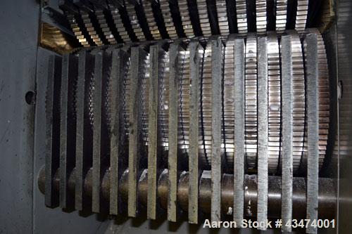 Used Ameri-Shred Series 3 Strip Cut Industrial Paper Shredder, Model AMS-2500, Carbon Steel. 20” Wide feed throat, (29) approximately 10” diameter x 3/4” thick cutters, over/under design, 20” wide x ...