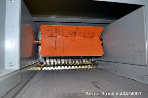 Used Ameri-Shred Series 3 Strip Cut Industrial Paper Shredder, Model AMS-2500, Carbon Steel. 20” Wide feed throat, (29) approximately 10” diameter x 3/4” thick cutters, over/under design, 20” wide x ...