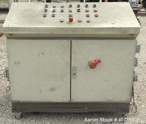 Used Holzmag Single Roll Shredder. Material of construction is carbon steel. 23.4” (600 mm) diameter x 66” (1690 mm) straight side roll with interchangeable knives. Hydraulic ram. Screen with 1.17” x...