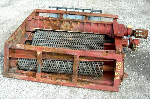 USED: JWC Environmental twin shaft open Channel Muffin Monster shredder, model 30003-40. Carbon steel. (2) rows of 4" diameter x 40" wide x 1/4" thick intermeshing cutters. Rated approximately 2000 g...