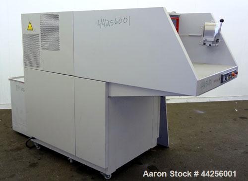 Used MBM DestroyIt Model 5009 Cross-Cut Shredder. 20" Feed opening. Partical size 11/32” x 1-1/2” to 3”, sheet capacity 600, shred speed 24 to 46 feet per minute with conveyor. Automatic reverse and ...
