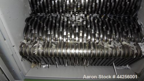 Used MBM DestroyIt Model 5009 Cross-Cut Shredder. 20" Feed opening. Partical size 11/32” x 1-1/2” to 3”, sheet capacity 600, shred speed 24 to 46 feet per minute with conveyor. Automatic reverse and ...