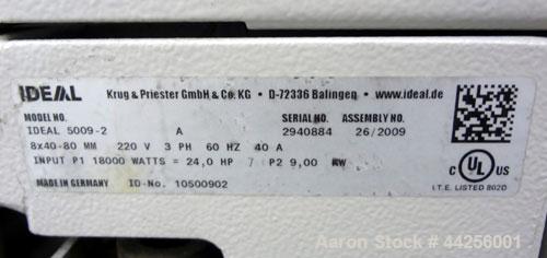 Used MBM DestroyIt Model 5009 Cross-Cut Shredder. 20" Feed opening. Partical size 11/32” x 1-1/2” to 3”, sheet capacity 600, shred speed 24 to 46 feet per minute with conveyor. Automatic reverse and ...