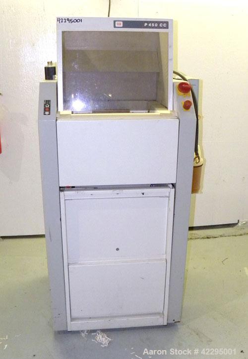 Used- SEM/Security Engineered Machinery Paper Shredder, Model 405P. 16-7/8'' Wide feed opening, 45-50 sheets per feed, speed...
