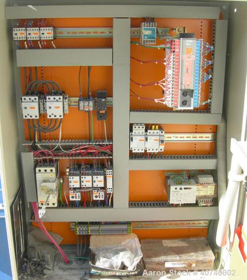 Used Vecoplan single shaft shredder, model VAZ 120/105C, carbon steel. Approximately 8" diameter x 42 1/4" wide rotor with bolt-on cutters. 42 3/16" x 48 7/8" feed opening with 43" tall bolt on hoppe...