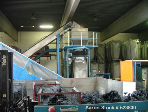 USED: Weima shredder, type WLK 20/2X55, complete line for resizing. (1) Super Jumbo, driven by 2 x 55 kW motors. Width of rotor 78.7" (2000mm), diameter of rotor 23.6" (600mm). (1) S & S tunnel metal...