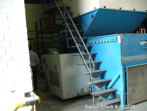 USED: Weima shredder, type WLK 20/2X55, complete line for resizing. (1) Super Jumbo, driven by 2 x 55 kW motors. Width of rotor 78.7" (2000mm), diameter of rotor 23.6" (600mm). (1) S & S tunnel metal...