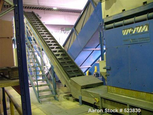 USED: Weima shredder, type WLK 20/2X55, complete line for resizing. (1) Super Jumbo, driven by 2 x 55 kW motors. Width of rotor 78.7" (2000mm), diameter of rotor 23.6" (600mm). (1) S & S tunnel metal...