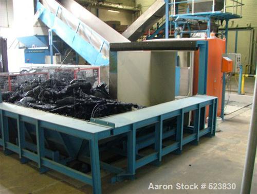 USED: Weima shredder, type WLK 20/2X55, complete line for resizing. (1) Super Jumbo, driven by 2 x 55 kW motors. Width of rotor 78.7" (2000mm), diameter of rotor 23.6" (600mm). (1) S & S tunnel metal...