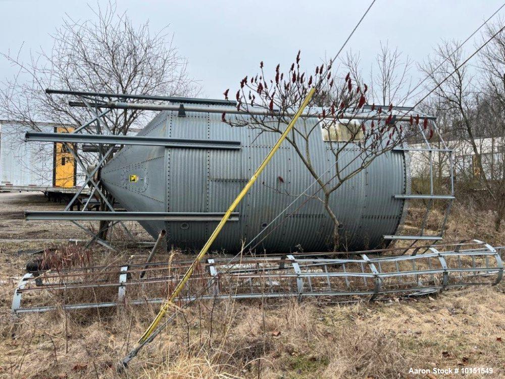 Used 12,000 Gallon Galvanized Steel Silo – Cone Bottom, Leg-Mounted, 12' Diameter