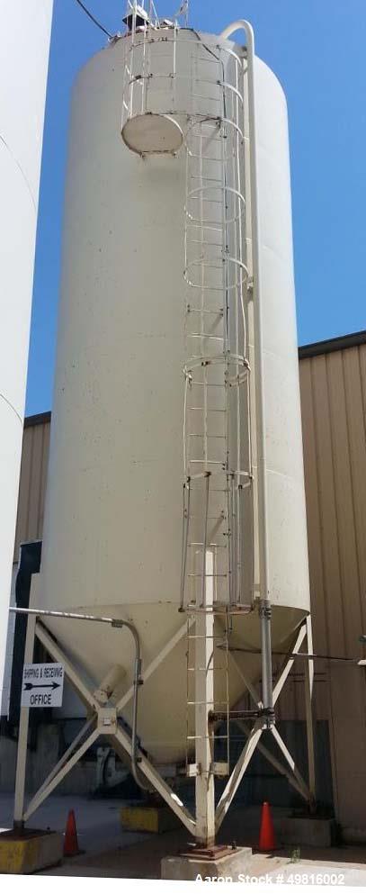 PlasticStor model 1220 silo, 10 deg top, 45 deg cone, includes side ladder. The silo is estimated at 12 diameter by 331" hei...