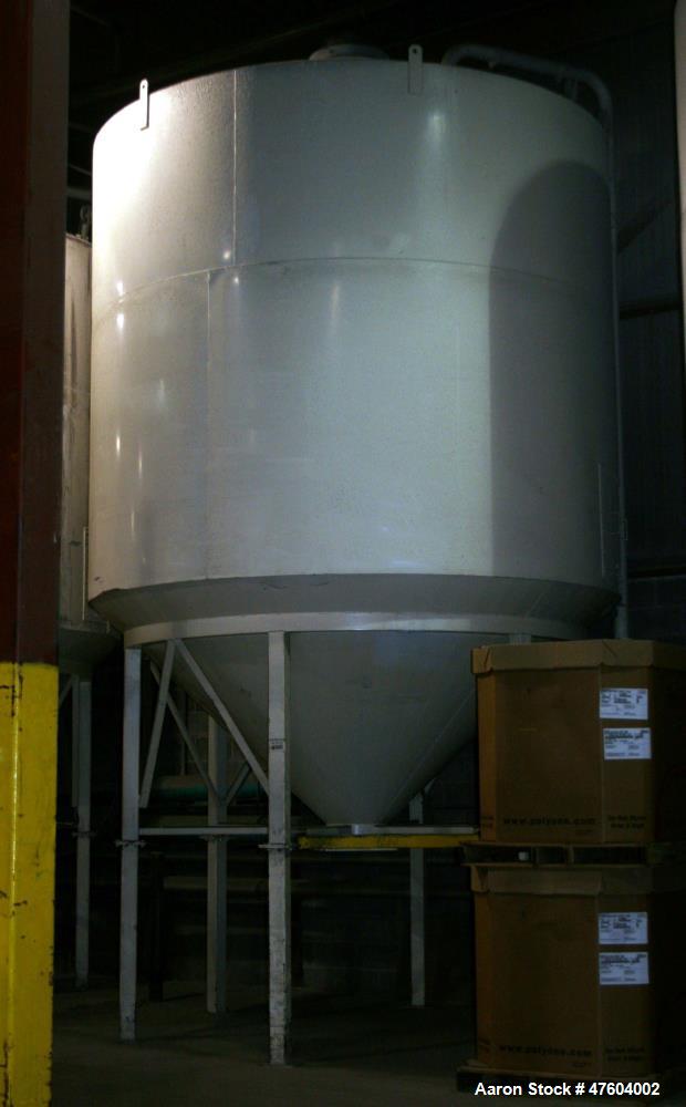 Used- Indoor Silo. Carbon steel, 56,000 lbs (25,600 kgs) capacity. Approximately 11'5" wide x 22' high with filter, 10" diam...