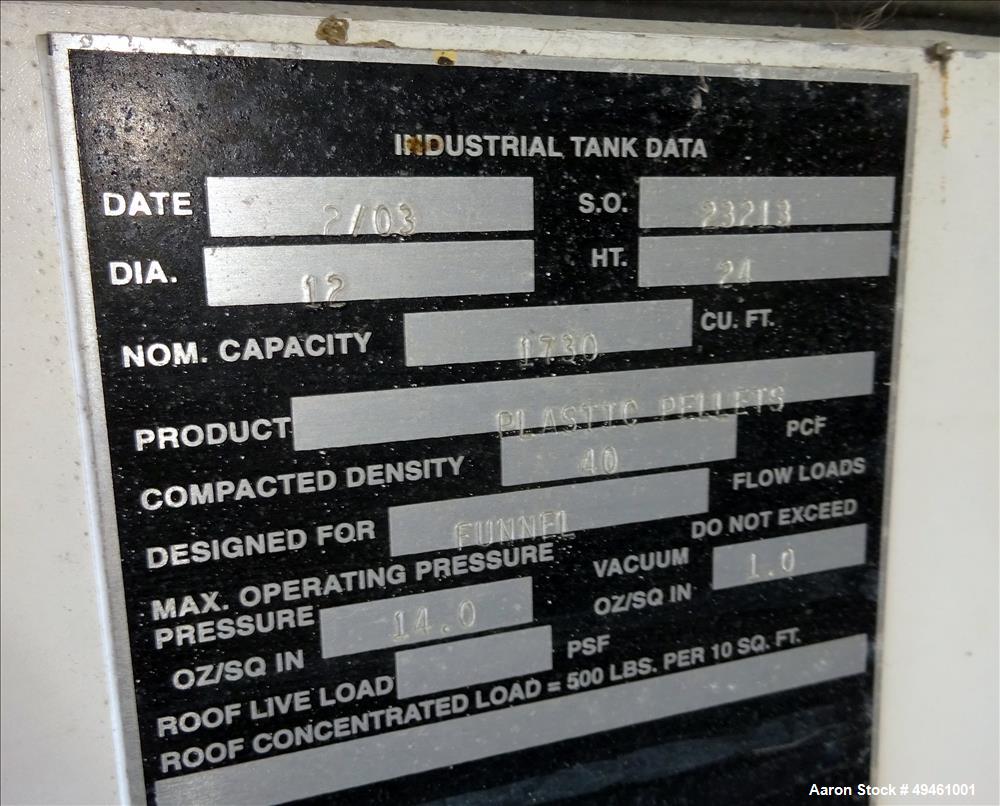 Used Columbian Tec Tank Silo, 1730 Cubic feet (12,941.3 gallon), Carbon Steel