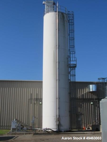 Used Columbian TecTank / Silo, 3,940. 12’ diameter x 55’ high. Carbon Steel. Skirt mounted. Available at extra cost: Pneumatic Conveying system, Pumps, Ladder). Last used for Granulated Sugar.