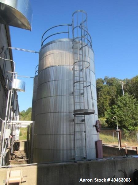 Used Columbian TecTank / Silo, 3,940. 12’ diameter x 55’ high. Carbon Steel. Skirt mounted. Available at extra cost: Pneumatic Conveying system, Pumps, Ladder). Last used for Granulated Sugar.