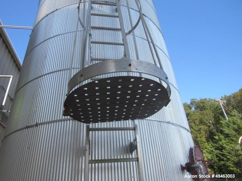 Used Columbian TecTank / Silo, 3,940. 12’ diameter x 55’ high. Carbon Steel. Skirt mounted. Available at extra cost: Pneumatic Conveying system, Pumps, Ladder). Last used for Granulated Sugar.