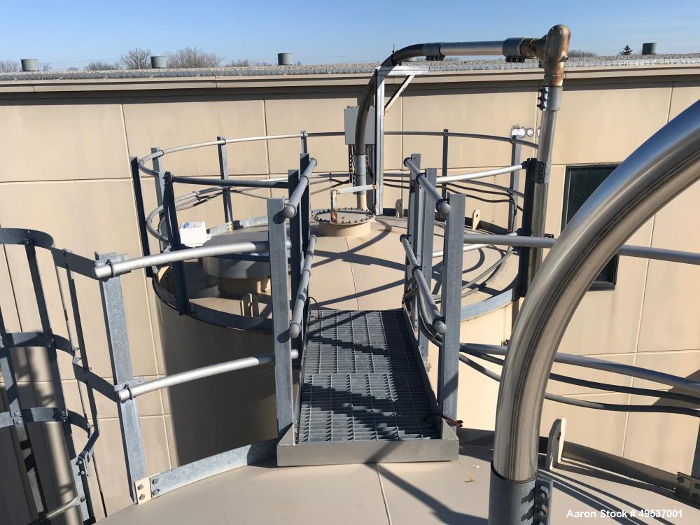 Used Columbian Tectank Bulk Material Silo. 3030 cubic foot. 12’ diameter x 37’ 10” . Designed for plastic pellets, tall. Yr. 2006.