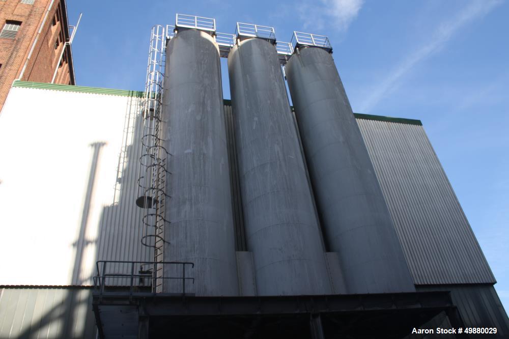 Used-Zeppelin silo, 90 m2 (90000 liters/23800 gallon) capacity. Aluminum on product contact parts. 3000 mm (9'8") dia. x 150...