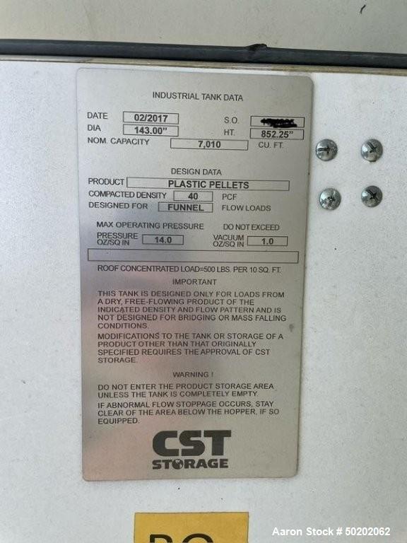 CST Storage 7,010 Cubic Foot Bulk Resin Pellet Silo for Plastics Processing and Material Handling Operations