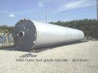 USED: 6,420 cubic foot aluminum storage bin and gravity blender, 12' diameter x 78' high skirt supported. Aluminum construction silo designed with capacity of 35 PCF material. Storage cylinder is app...