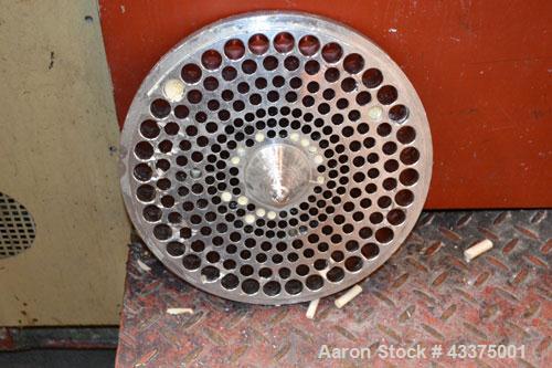 Used Meccaniche Moderne Duplex Vacuum Plodder. 1st Stage is a 10” diameter x 36” long 304 stainless steel refiner screw with feed hopper, approximate 12” long section of carbon steel jacketed barrel....