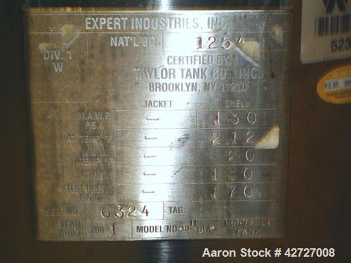 Used Expert Industries Reciever, 30 Gallon, Hastelloy C276. 18" Diameter x 24" straight side, removable dish top, dish bottom, rated 130 psi at 212 F, 3" sight glass, (4) 1.5" top nozzles, 1.5" cente...