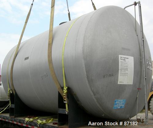USED: Tank, 6700 gallon, aluminum, horizontal. Approximate 106" diameter x 158" straight side, dished ends. Openings: top (4) 2", 20" manway with cover; 1" end bottom outlet. Mounts on carbon steel s...