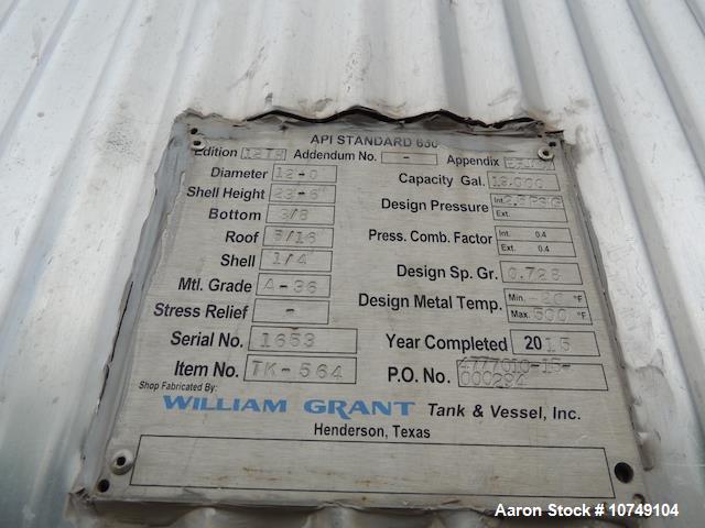 Used- William Grant 19,000 Gallon Tank