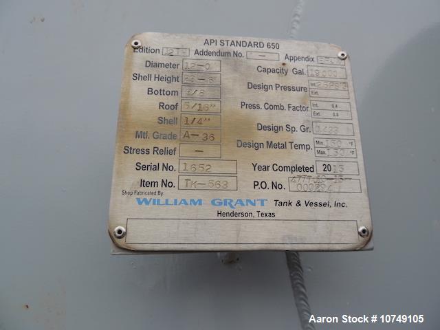 Used- William Grant 19,000 Gallon Tank