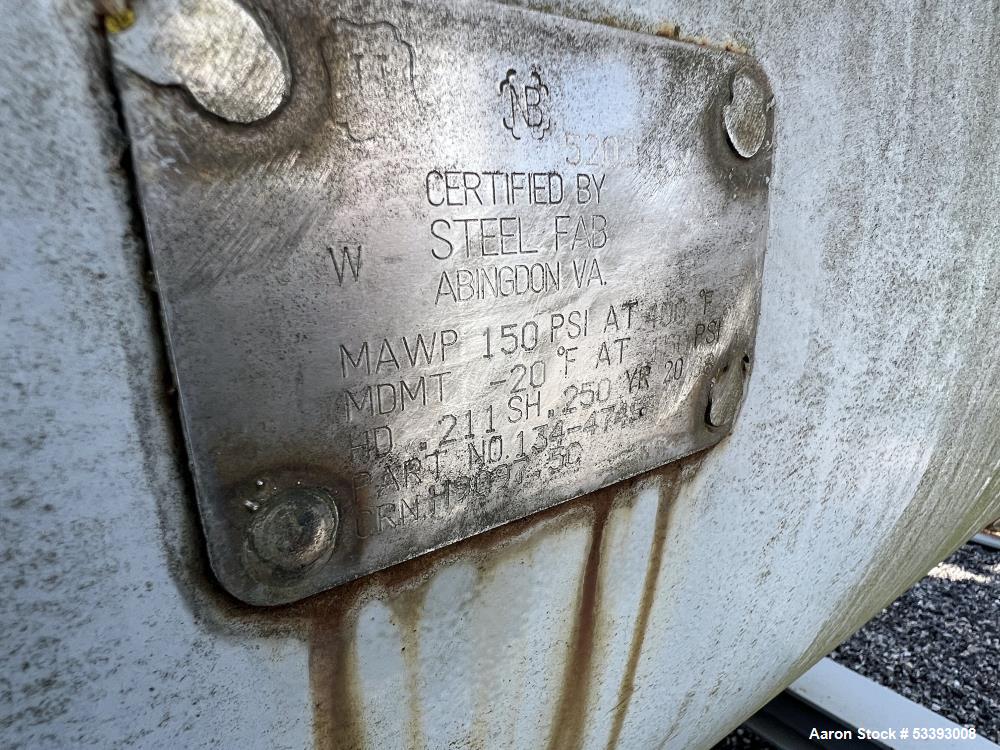 Used – Steel Fab Horizontal Carbon Steel Pressure Tank – 40" x 96", 150 PSI, 2008