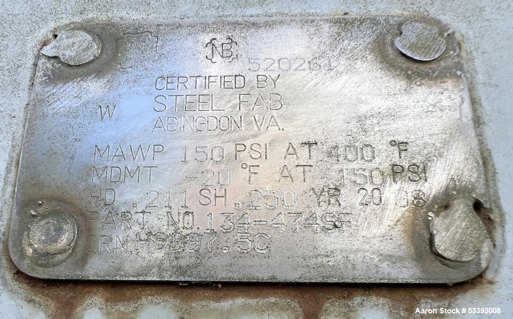 Used – Steel Fab Horizontal Carbon Steel Pressure Tank – 40" x 96", 150 PSI, 2008