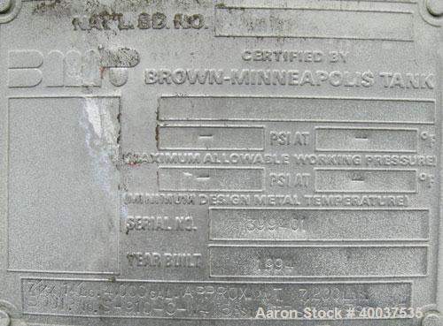Used Brown-Minneapolis Tank, 4000 gallon, carbon steel, horizontal. Approximately 7' diameter x 14' straight side, flat ends. UL listed for above ground flammable storage. Openings top 2",4",8", 23" ...