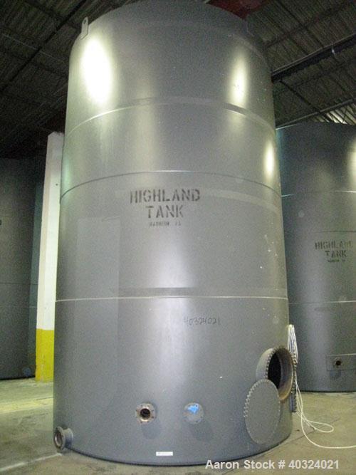 Unused: Highland tank, 16,920 gallon, carbon steel, vertical. Approximately 12' diameter x 20' straight side, slight coned top, flat bottom. U.L. 142 labeled for above ground flammable storage. Openi...