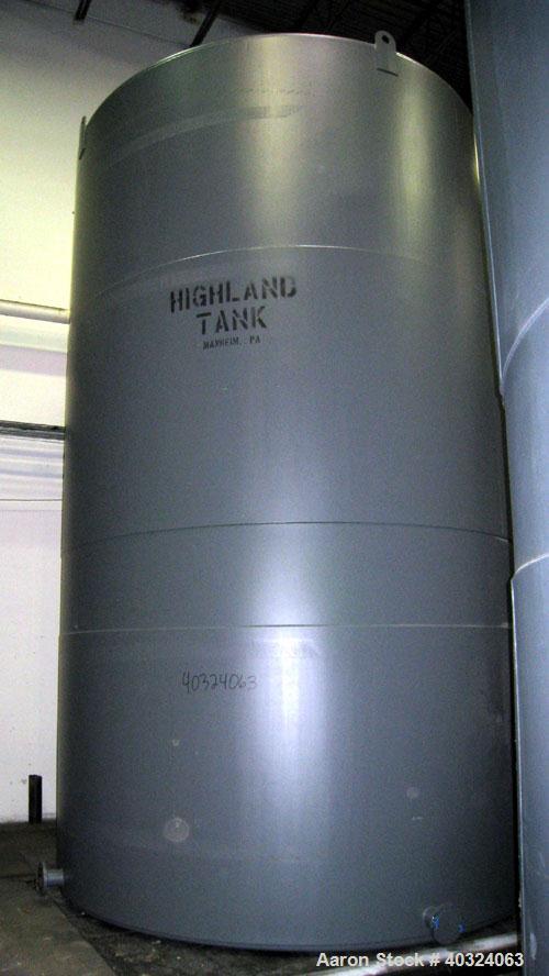 Unused: Highland tank, 16,920 gallon, carbon steel, vertical. Approximately 12' diameter x 20' straight side, slight coned t...