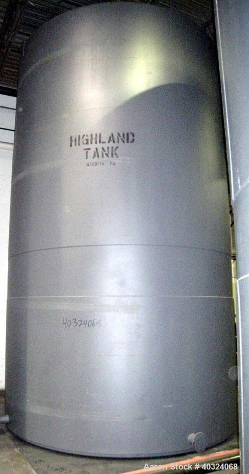 Unused: Highland tank, 16,920 gallon, carbon steel, vertical. Approximately 12' diameter x 20' straight side, slight coned top, flat bottom. U.L. 142 labeled for above ground flammable storage. Openi...