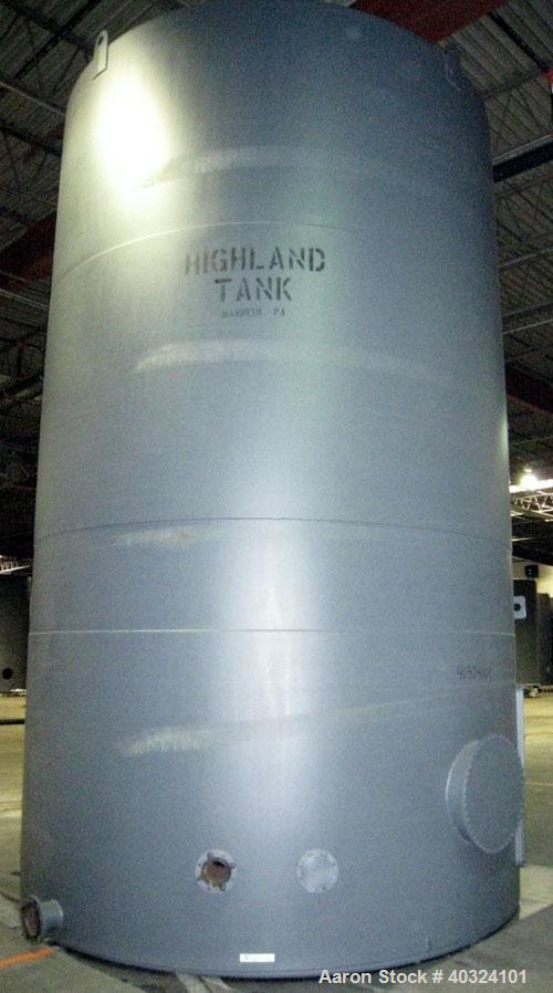 Unused- Highland Tank, 16,920 Gallon, Carbon Steel, Vertical. Approximately 12' diameter x 20' straight side, slight coned top, flat bottom. U.L. 142 labeled for above ground flammable storage. Openi...