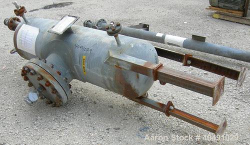 Used Missouri Boiler pressure tank, 85 gallon, carbon steel, vertical. Approximately 20" diameter x 60" straight side. 2 to 1 elliptical top and bottom. Internal rated 600 psi at 120 deg F. Openings:...