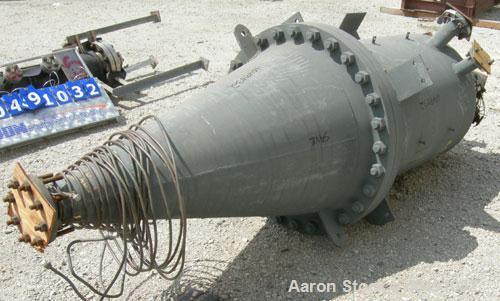 Used Missouri Boiler pressure tank, 145 gallon, carbon steel, vertical. Approximately 29" diameter x 48" straight side x 54" coned bottom, dish top. Internal rated 125 psi at 290 deg F. Openings: top...