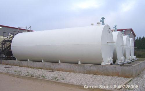 Used Horizontal tank, carbon steel, epoxy lined, steel. 10'6" high x 32'0" long. 500 barrel cap.