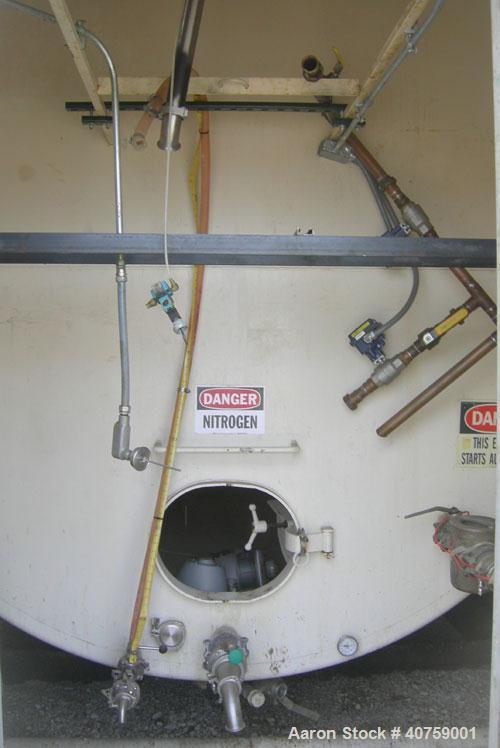 Used Tri-City Fabricating Tank, 10,000 gallon, carbon steel, horizontal. Approximately 120" diameter x 220" straight side, flat ends. 16" x 20" oval end bottom manway with cover, approximate 2" end b...