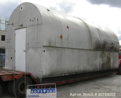 Used Tri-City Fabricating Tank, 10,000 gallon, carbon steel, horizontal. Approximately 120" diameter x 220" straight side, flat ends. 16" x 20" oval end bottom manway with cover, approximate 2" end b...