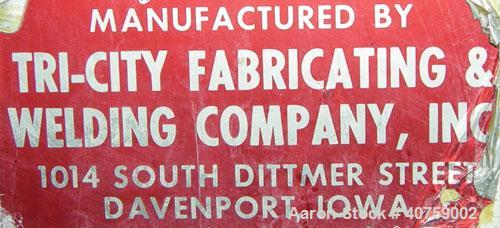 Used Tri-City Fabricating Tank, 10,000 gallon, carbon steel, horizontal. Approximately 120" diameter x 220" straight side, flat ends. 16" x 20" oval end bottom manway with cover, approximate 2" end b...