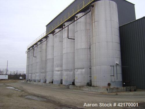 Used-Approximate 30,000 Gallon Carbon Steel Storage Tank. Vertical, approximately 12' diameter x 32' high. Flat top and flat...