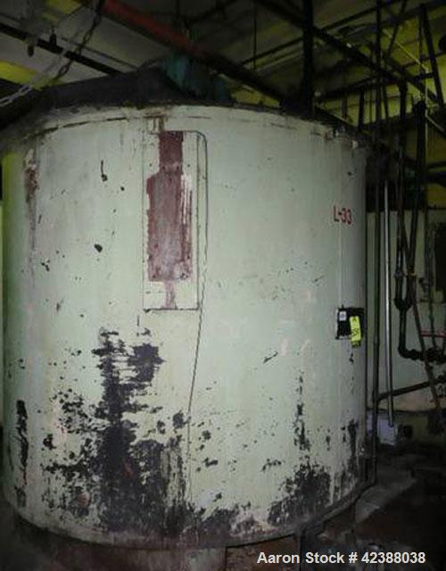 Used- Mild Steel Storage Tank  Approx. 90" Dia. X 80"H With Side Bottom Discharge & Lightnin Agitator