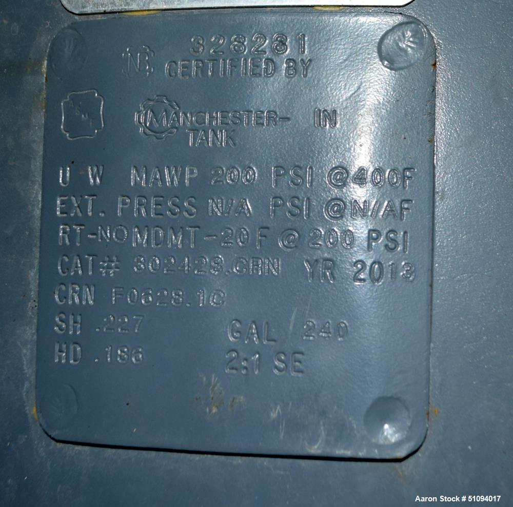 Used Manchester Pressure Receiving Tank, 240 Gallons