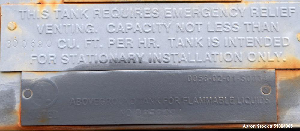 Used- Squibb Tank Company Aboveground Flammable Liquid Tank, 7050 Gallon, A36 Carbon Steel, Vertical. Approximate 120" diame...