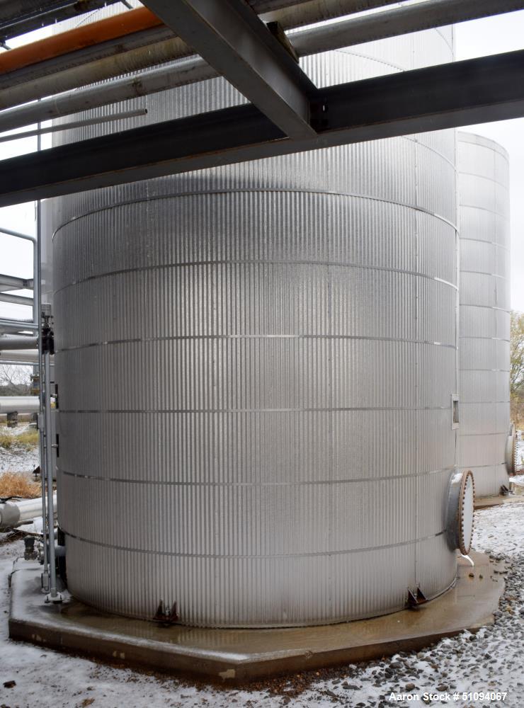 Used Squibb Tank Company Aboveground Flammable Liquid Tank, 29,600 Gallon, A36 Carbon Steel, Vertical. Approximate 143" diameter x 420" straight side, cone top, flat bottom. Design temperature to 350...