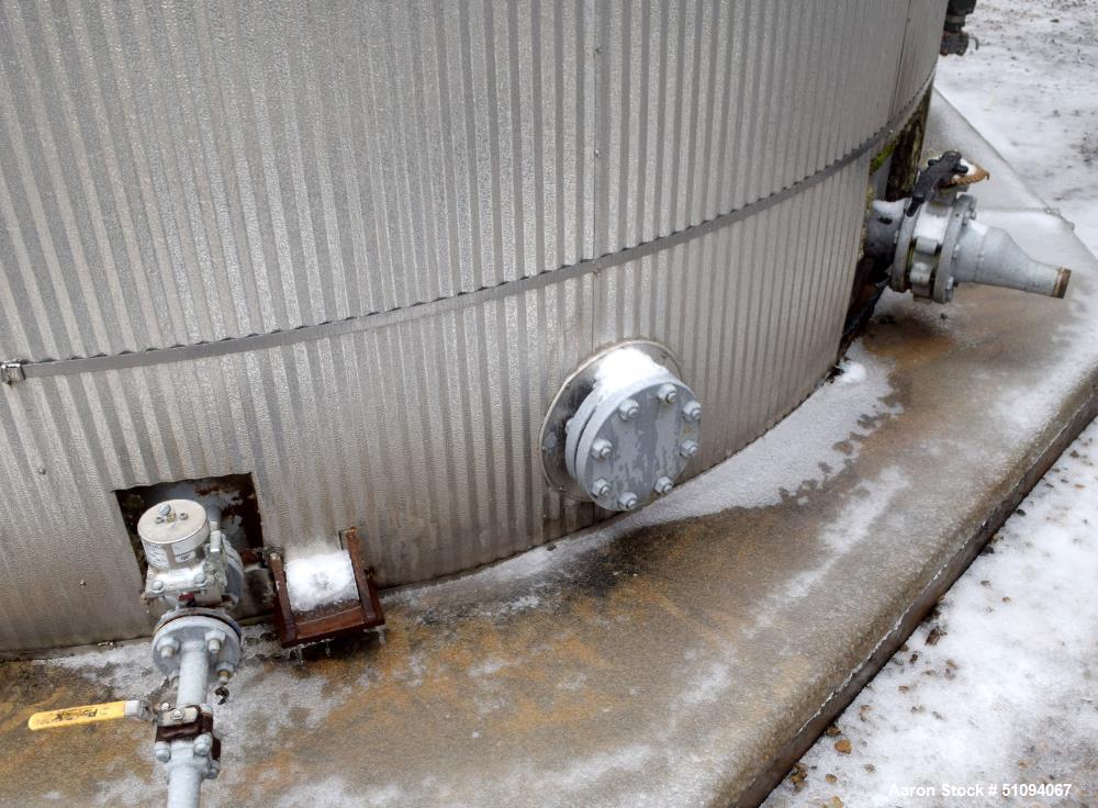 Used Squibb Tank Company Aboveground Flammable Liquid Tank, 29,600 Gallon, A36 Carbon Steel, Vertical. Approximate 143" diameter x 420" straight side, cone top, flat bottom. Design temperature to 350...