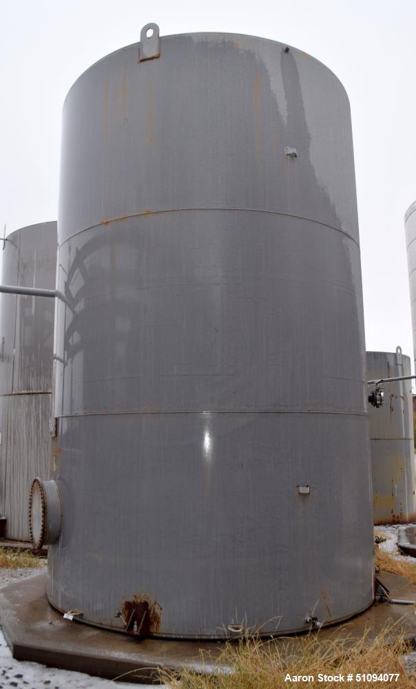 Used Squibb Tank Company Aboveground Flammable Liquid Tank, 15,000 Gallon, A36 Carbon Steel, Vertical. Approximate 143" diameter x 216" straight side, cone top, flat bottom. Openings top 4", 18" man ...