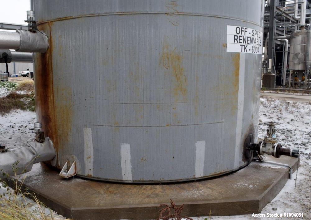 Used Squibb Tank Company Above-ground Flammable Liquid Tank, 15,000 Gallon, A36 Carbon Steel, Vertical. Approximate 143" diameter x 216" straight side, cone top, flat bottom. Openings top 4", 18" man...